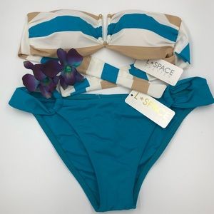 NWT L*Space Striped Strapless Bikini